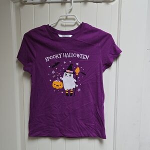 Urban Kids Purple Spooky Halloween Ghost Pumpkin Kids T-Shirt Large 14/16 years